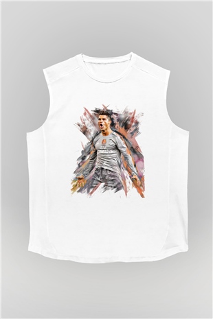 Cristiano Ronaldo Beyaz Unisex Kolsuz Tişört