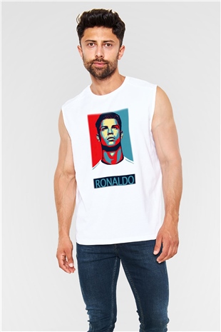Cristiano Ronaldo Beyaz Unisex Kolsuz Tişört