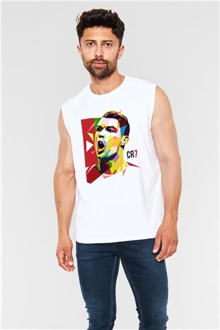 Cristiano Ronaldo Beyaz Unisex Kolsuz Tişört