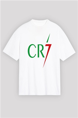 Cristiano Ronaldo Beyaz Unisex Oversize Tişört T-Shirt