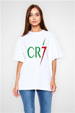 Cristiano Ronaldo Beyaz Unisex Oversize Tişört T-Shirt