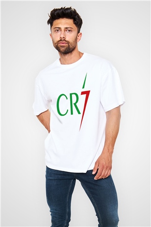 Cristiano Ronaldo Beyaz Unisex Oversize Tişört T-Shirt