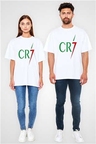 Cristiano Ronaldo Beyaz Unisex Oversize Tişört T-Shirt