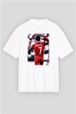 Cristiano Ronaldo Beyaz Unisex Oversize Tişört T-Shirt