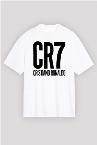 Cristiano Ronaldo Beyaz Unisex Oversize Tişört T-Shirt
