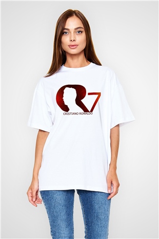 Cristiano Ronaldo Beyaz Unisex Oversize Tişört T-Shirt