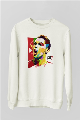 Cristiano Ronaldo Beyaz Unisex Sweatshirt