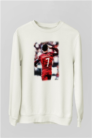 Cristiano Ronaldo Beyaz Unisex Sweatshirt
