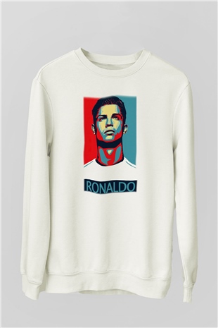Cristiano Ronaldo Beyaz Unisex Sweatshirt