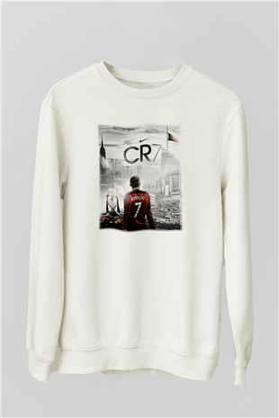 Cristiano Ronaldo Beyaz Unisex Sweatshirt