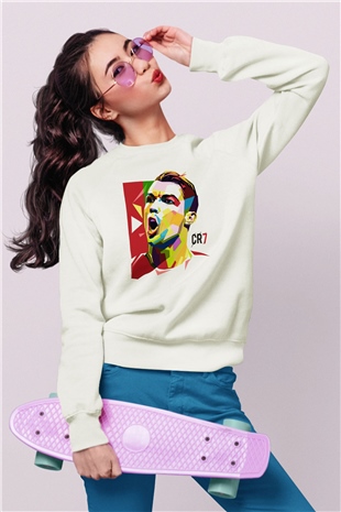 Cristiano Ronaldo Beyaz Unisex Sweatshirt