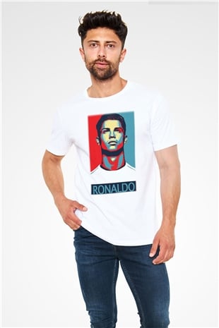 Cristiano Ronaldo Beyaz Unisex Tişört T-Shirt - TişörtFabrikası