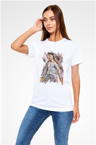Cristiano Ronaldo Beyaz Unisex Tişört T-Shirt - TişörtFabrikası
