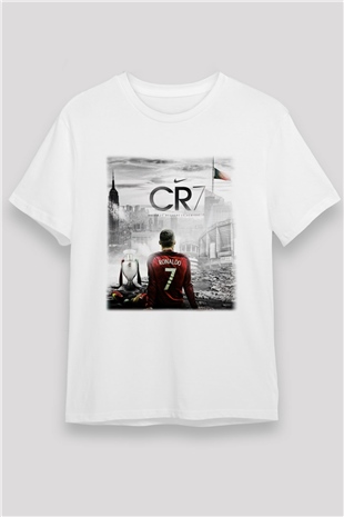 Cristiano Ronaldo Beyaz Unisex Tişört T-Shirt - TişörtFabrikası