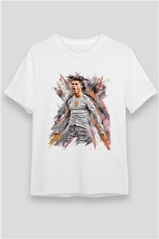 Cristiano Ronaldo Beyaz Unisex Tişört T-Shirt - TişörtFabrikası