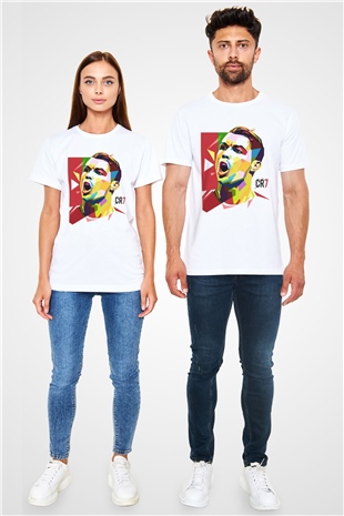 Cristiano Ronaldo Beyaz Unisex Tişört T-Shirt - TişörtFabrikası