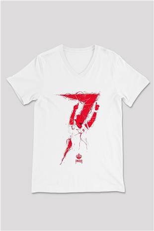 Cristiano Ronaldo Beyaz Unisex V Yaka Tişört T-Shirt