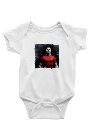 Cristiano Ronaldo Unisex Baskılı Beyaz Bebek Body - Zıbın