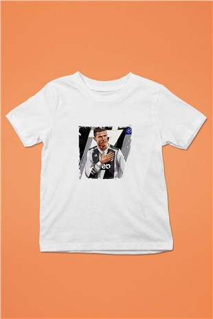 Cristiano Ronaldo Unisex Baskılı Beyaz Çocuk Tişört