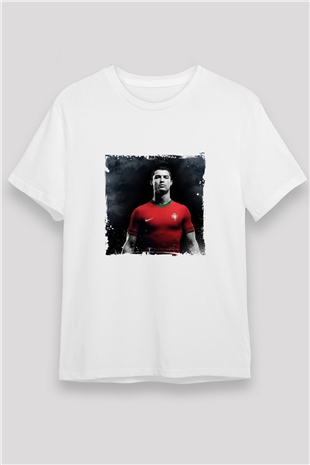 Cristiano Ronaldo Unisex Baskılı Beyaz Tişört