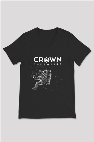Crown the Empire Siyah Unisex V Yaka Tişört T-Shirt