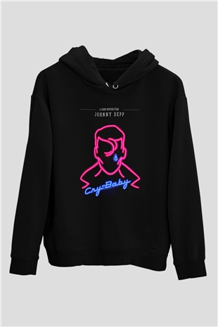 Cry-Baby Siyah Unisex Kapüşonlu Sweatshirt