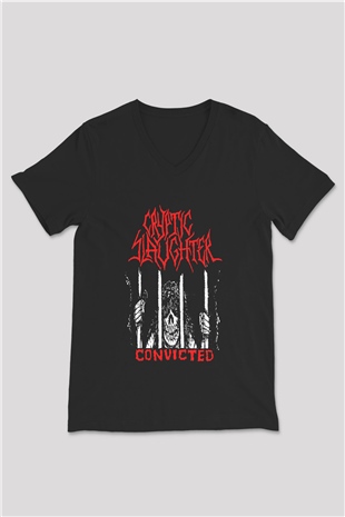 Cryptic Slaughter Siyah Unisex V Yaka Tişört