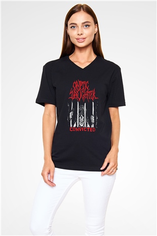 Cryptic Slaughter Siyah Unisex V Yaka Tişört