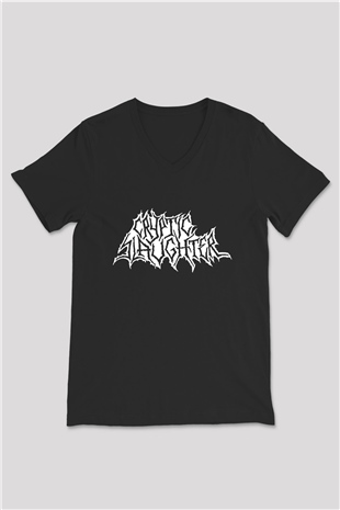Cryptic Slaughter Siyah Unisex V Yaka Tişört