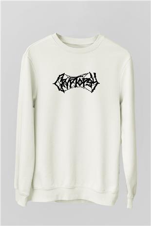 Cryptopsy Baskılı Beyaz Unisex Sweatshirt