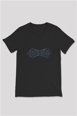 Cryptopsy Baskılı Unisex Siyah V Yaka Tişört - Tshirt