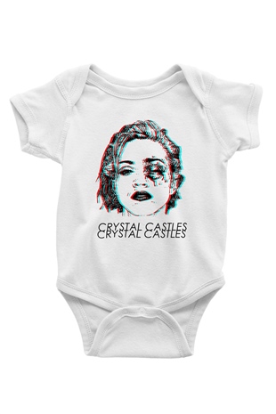 Crystal Castles Baskılı Beyaz Unisex Bebek Body - Zıbın