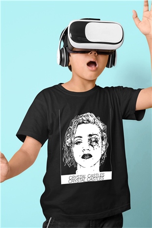 Crystal Castles Baskılı Siyah Unisex Çocuk Tişört
