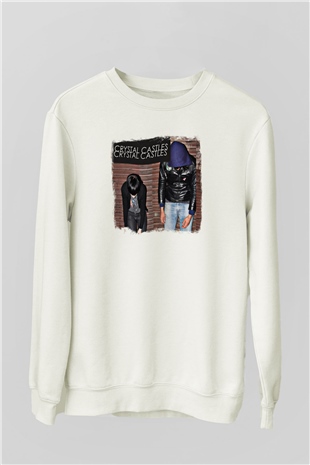 Crystal Castles Baskılı Unisex Beyaz Sweatshirt