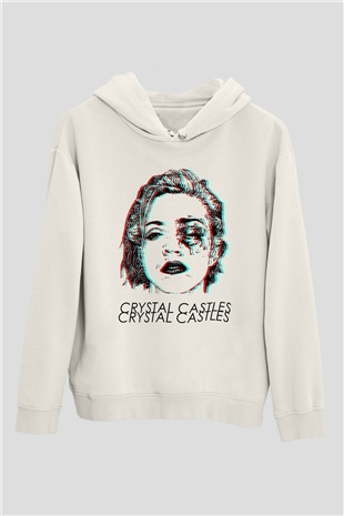 Crystal Castles Beyaz Unisex Kapşonlu Sweatshirt