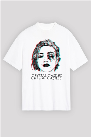 Crystal Castles Beyaz Unisex Oversize Tişört T-Shirt