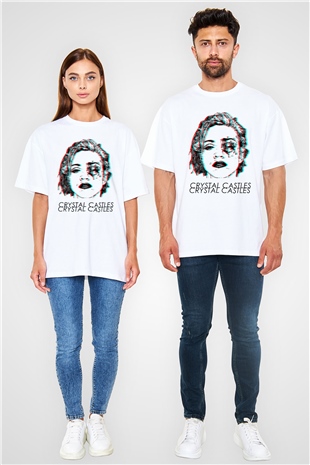 Crystal Castles Beyaz Unisex Oversize Tişört T-Shirt