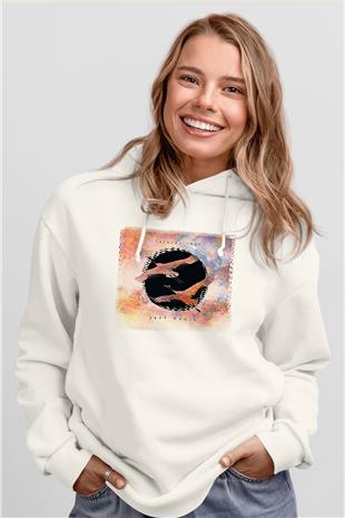 Crystal Lake Baskılı Beyaz Unisex Kapüşonlu Sweatshirt