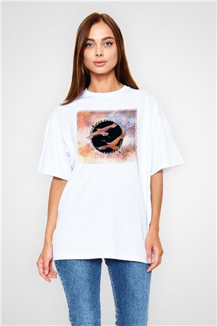 Crystal Lake Baskılı Beyaz Unisex Oversize Tişört - Tshirt