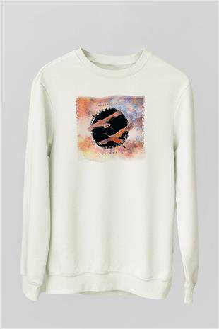 Crystal Lake Baskılı Beyaz Unisex Sweatshirt