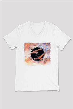 Crystal Lake Baskılı Beyaz Unisex V Yaka Tişört - Tshirt