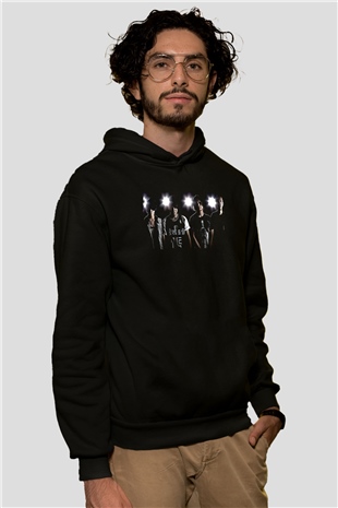 Crystal Lake Baskılı Unisex Siyah Kapüşonlu Sweatshirt