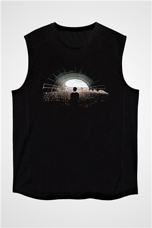 Crystal Lake Baskılı Unisex Siyah Kolsuz Tişört - Tshirt