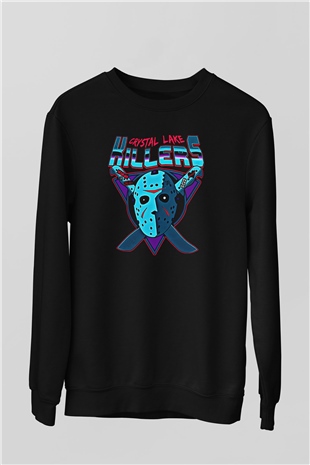 Crystal Lake Baskılı Unisex Siyah Sweatshirt
