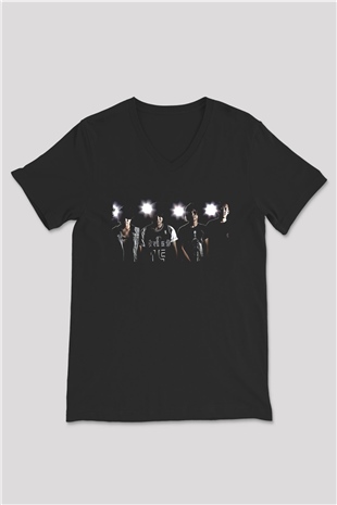 Crystal Lake Baskılı Unisex Siyah V Yaka Tişört - Tshirt
