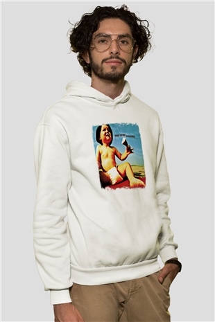 Cure Baskılı Unisex Beyaz Hoodie