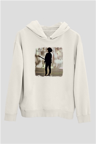 Cure Baskılı Unisex Beyaz Hoodie