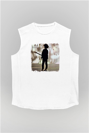Cure Baskılı Unisex Beyaz Kolsuz Tişört