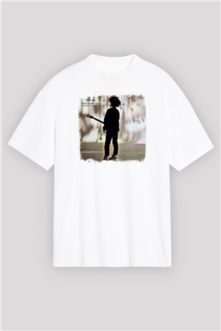 Cure Baskılı Unisex Beyaz Oversize Tişört