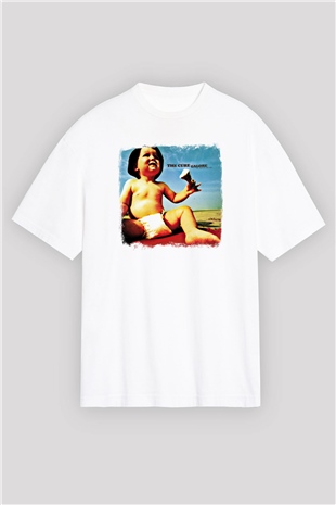 Cure Baskılı Unisex Beyaz Oversize Tişört
